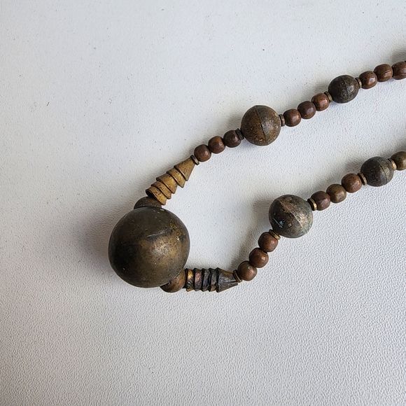 Vintage Metal Chunky Beaded Statement Necklace 26" - Picture 6 of 9